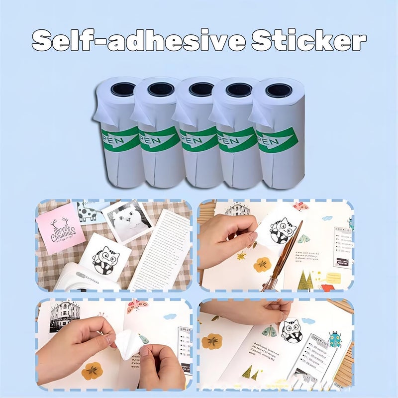 GLOGLOW Mini Printer Paper, Long Printer Paper 57 x 25 mm Self Adhesive Thermal Paper Printable Sticker Paper for Pocket Thermal Printer (10) - Image 2
